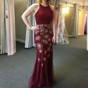 Red two piece homecoming or prom dress